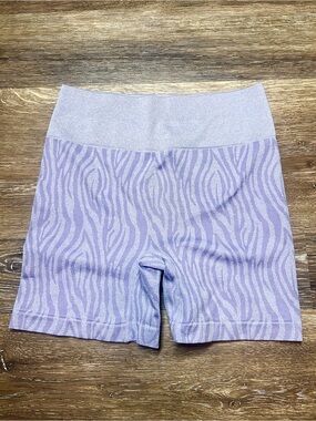 Purple Zebra Print High-Waisted Seamless Biker Shorts 🦓💜